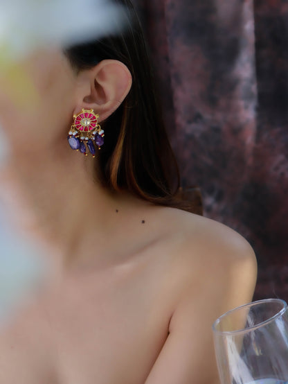 Stella Purple Kundan Studs