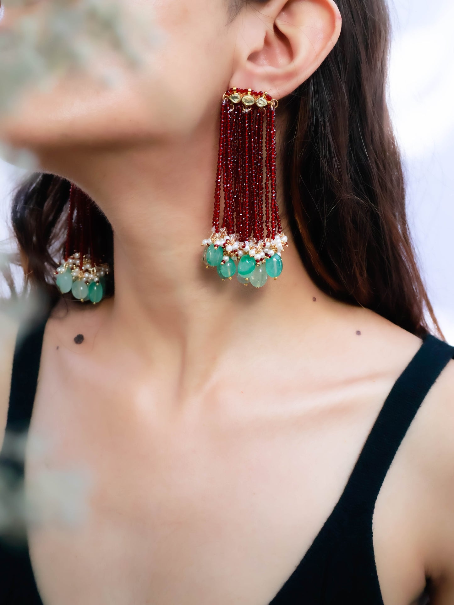 Quesa Red-Mint Earrings