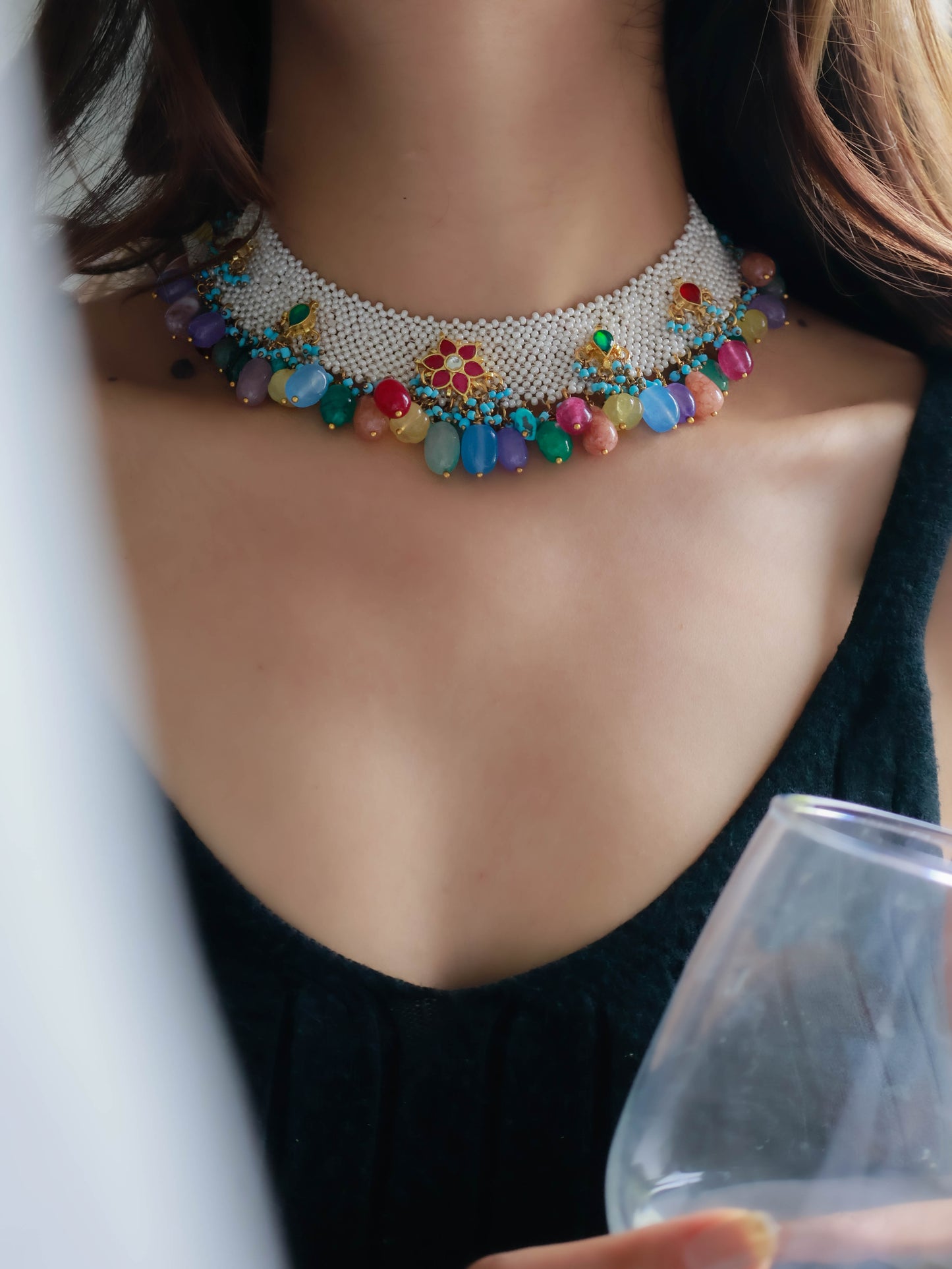 Niza Multicolored Kundan Choker Necklace