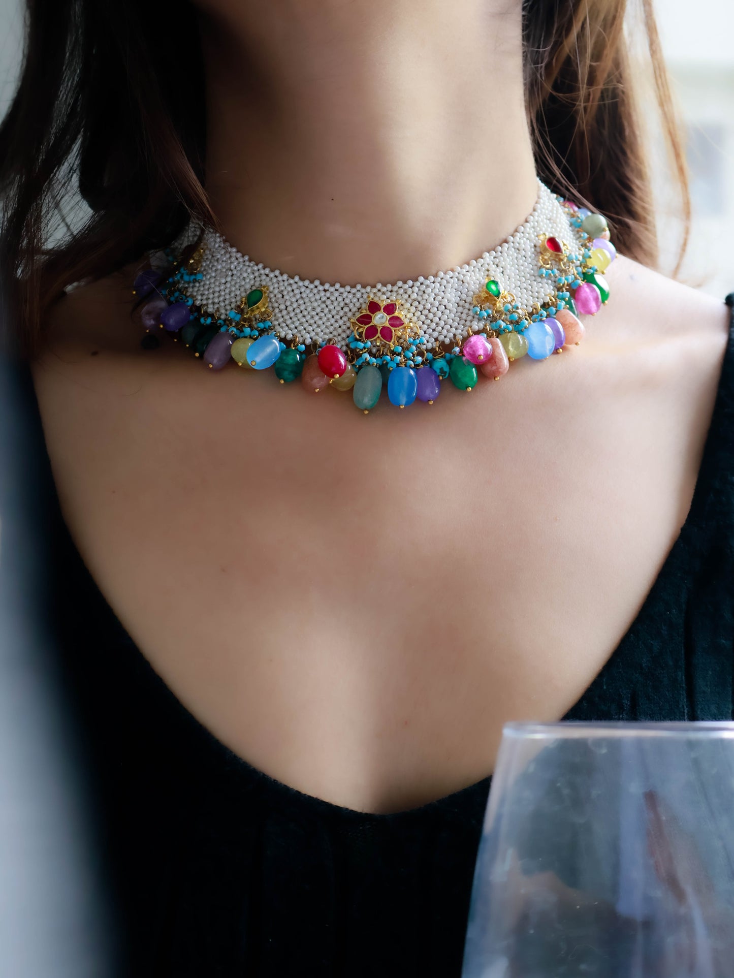 Niza Multicolored Kundan Choker Necklace