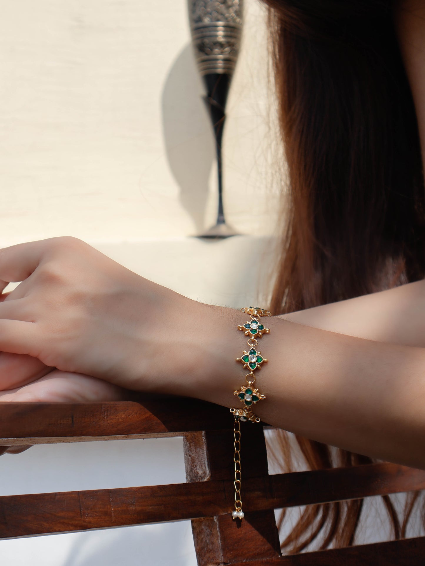 Nina Green Kundan Bracelet