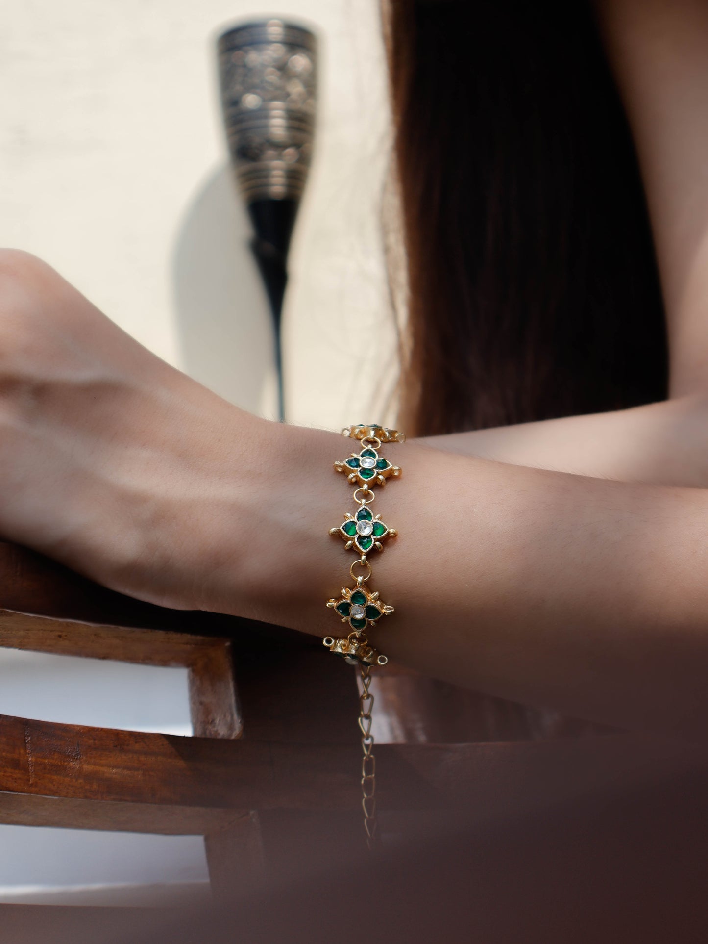 Nina Green Kundan Bracelet