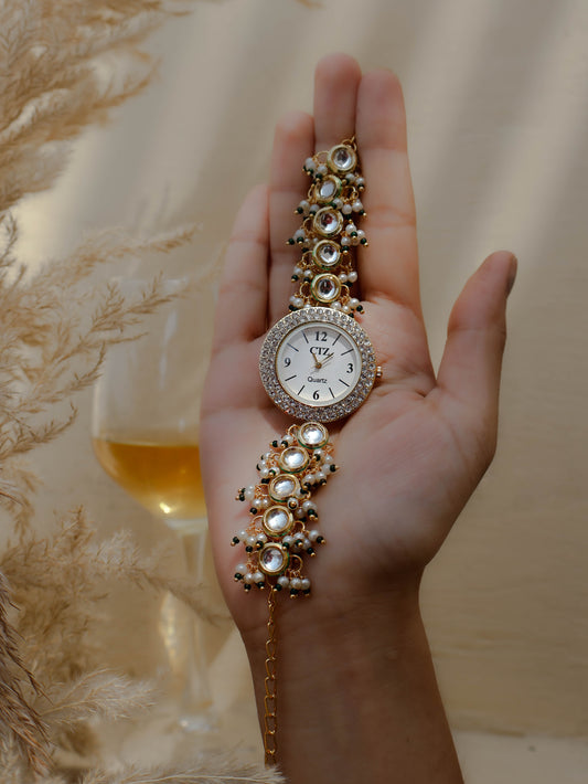 Maren Green Kundan Wrist Watch