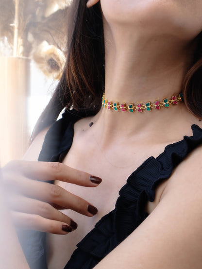 Albina Red-Green Choker Necklace