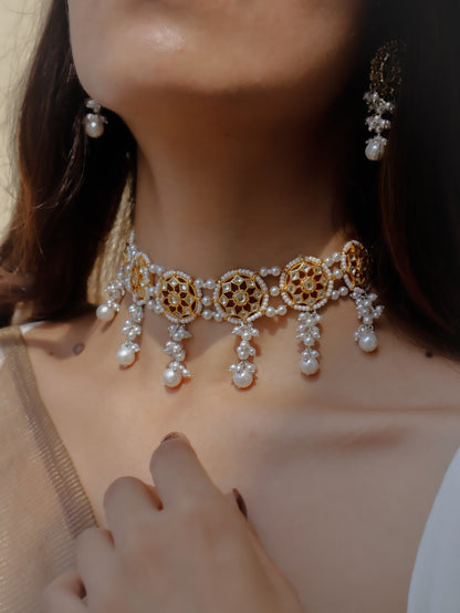 Azal Kundan Pearls Necklace Set