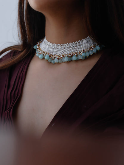 Mella White-Turquoise Choker Necklace