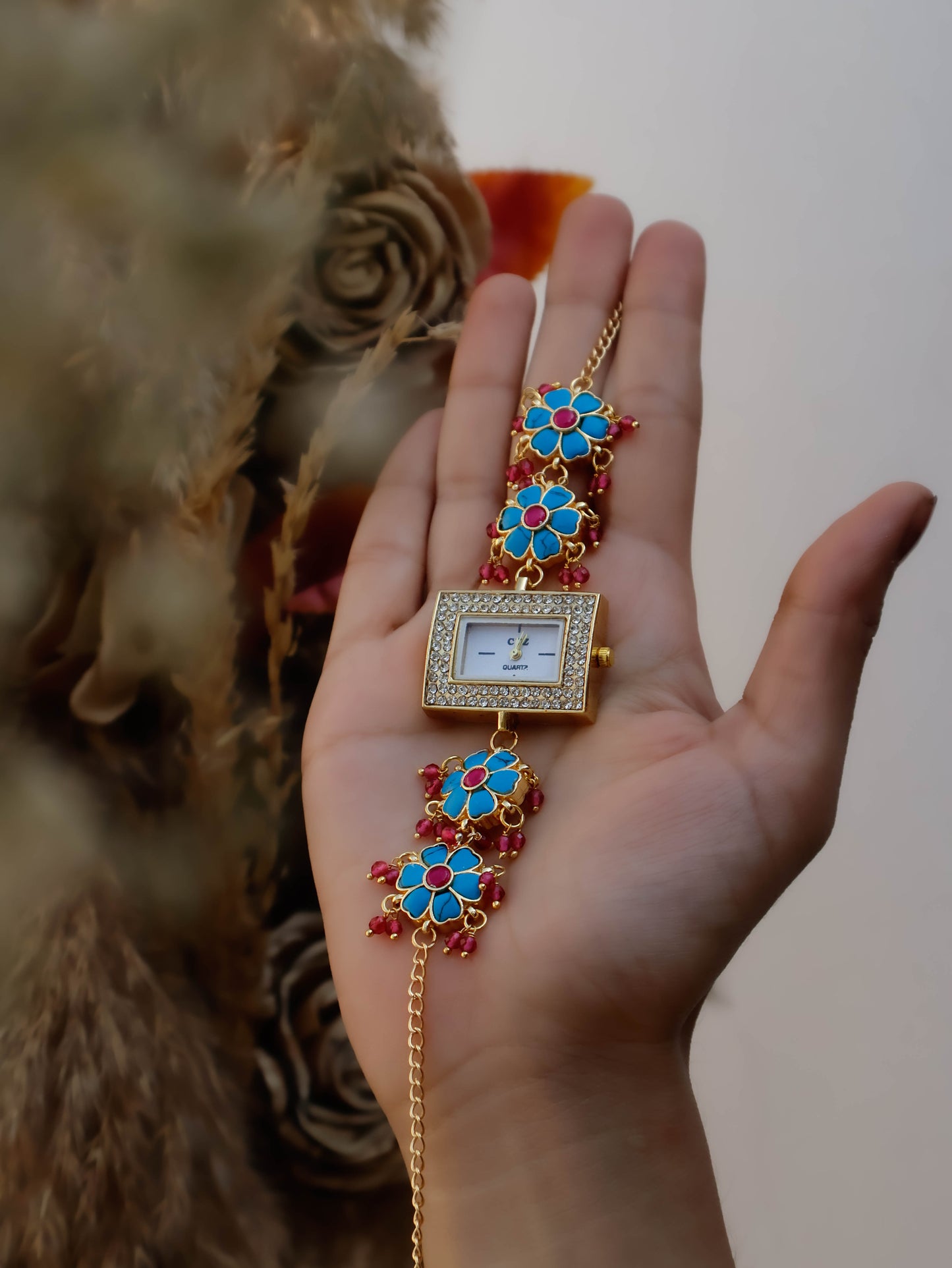 Bianca Blue Floral Wrist Watch