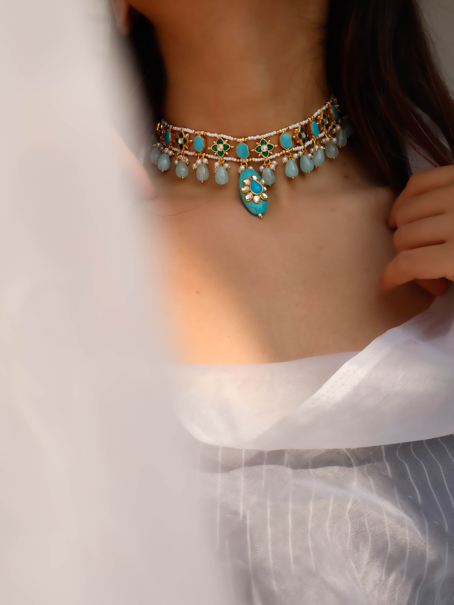 Jhinook Turquoise Choker Necklace