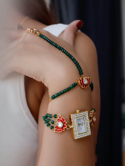 Meghan Hathphool and Wrist Watch Kundan Set