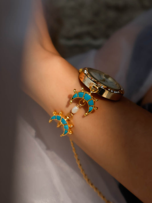 Darya Blue Kundan Wrist Watch