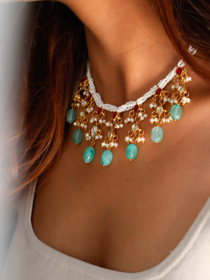 Hazel Mint Green Kundan Necklace Set