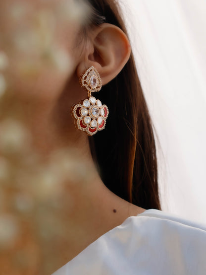 Rylee Kundan Red Earrings