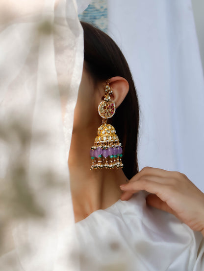 Latifa Multicolored Kundan Jhumka Earrings