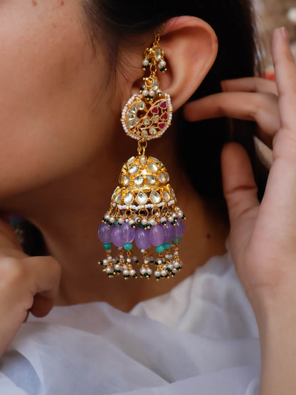 Latifa Multicolored Kundan Jhumka Earrings