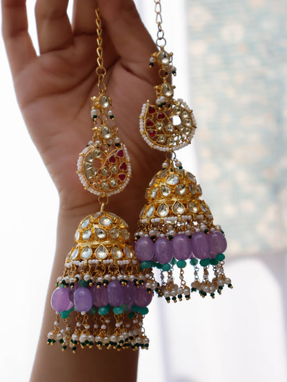 Latifa Multicolored Kundan Jhumka Earrings