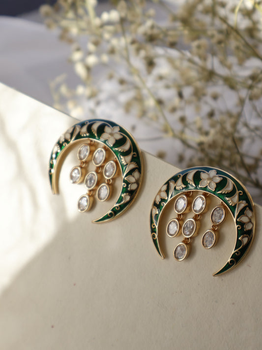 Sorcha Green Meenakari Kundan Earrings