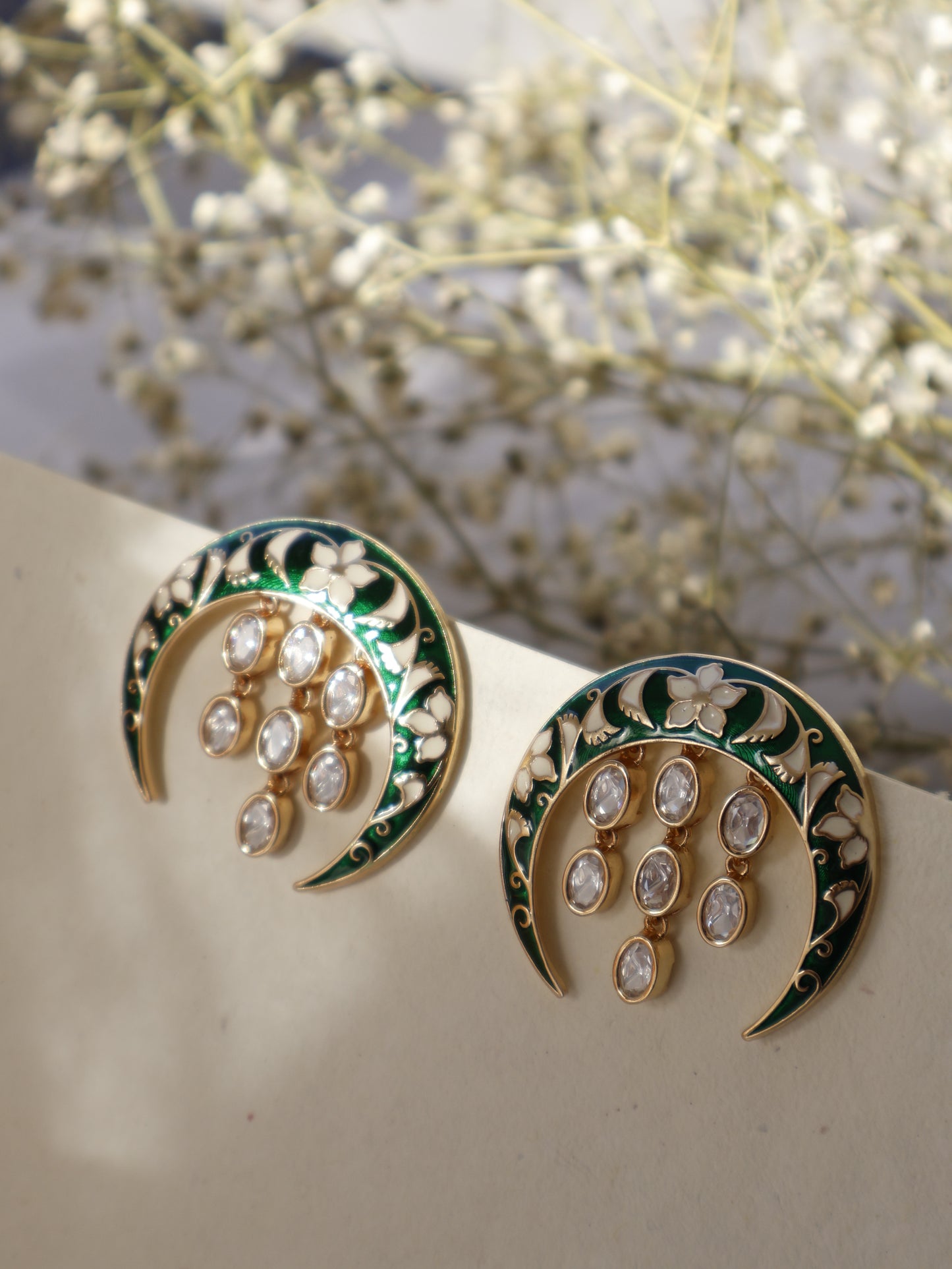 Sorcha Green Meenakari Kundan Earrings