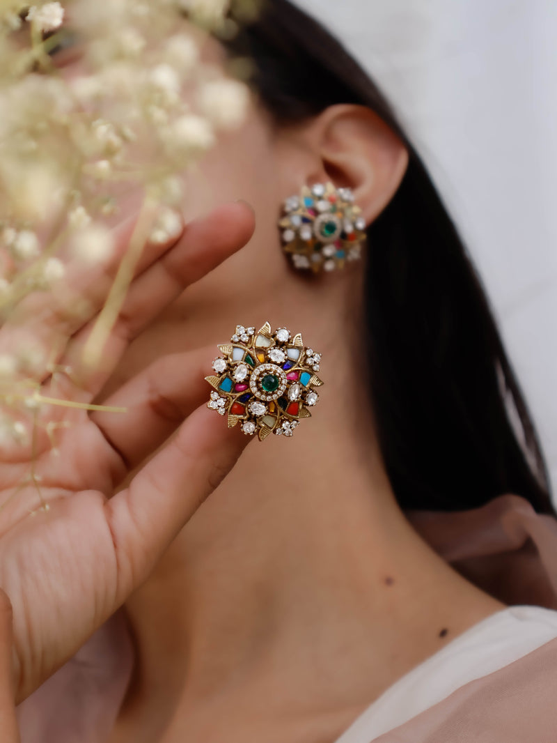 Oriana Navrattan Antique Kundan Studs