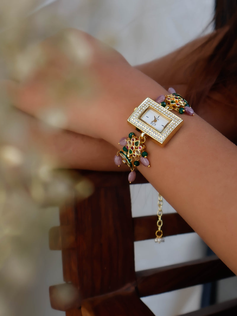 Lopa Multicolored Kundan Wrist Watch