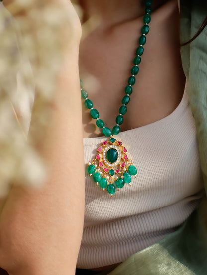 Betty Green Kundan Pendant Necklace