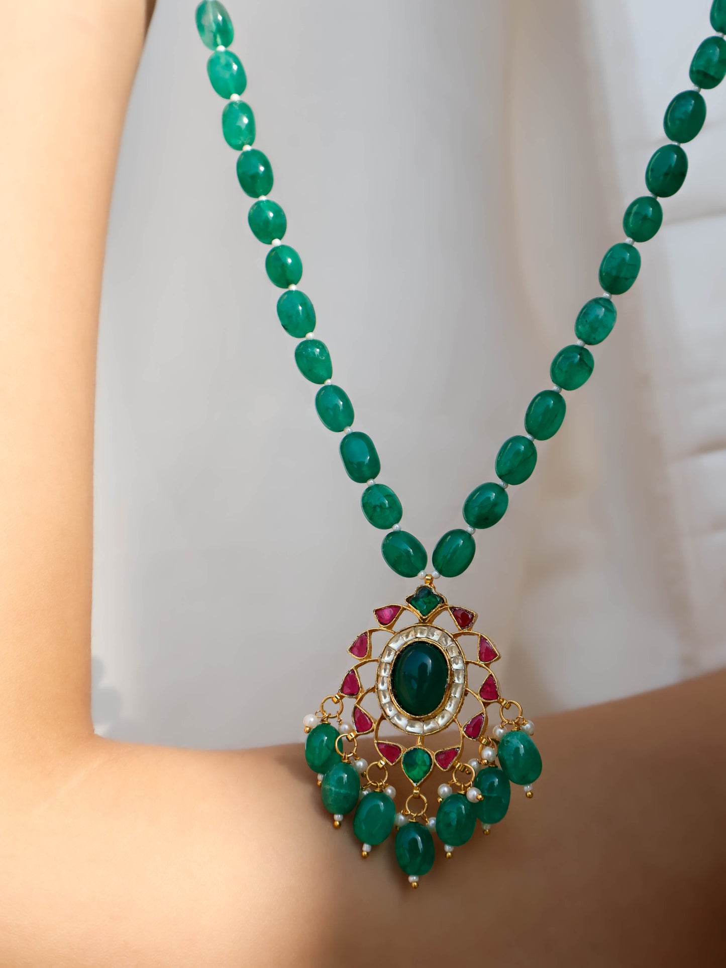 Betty Green Kundan Pendant Necklace