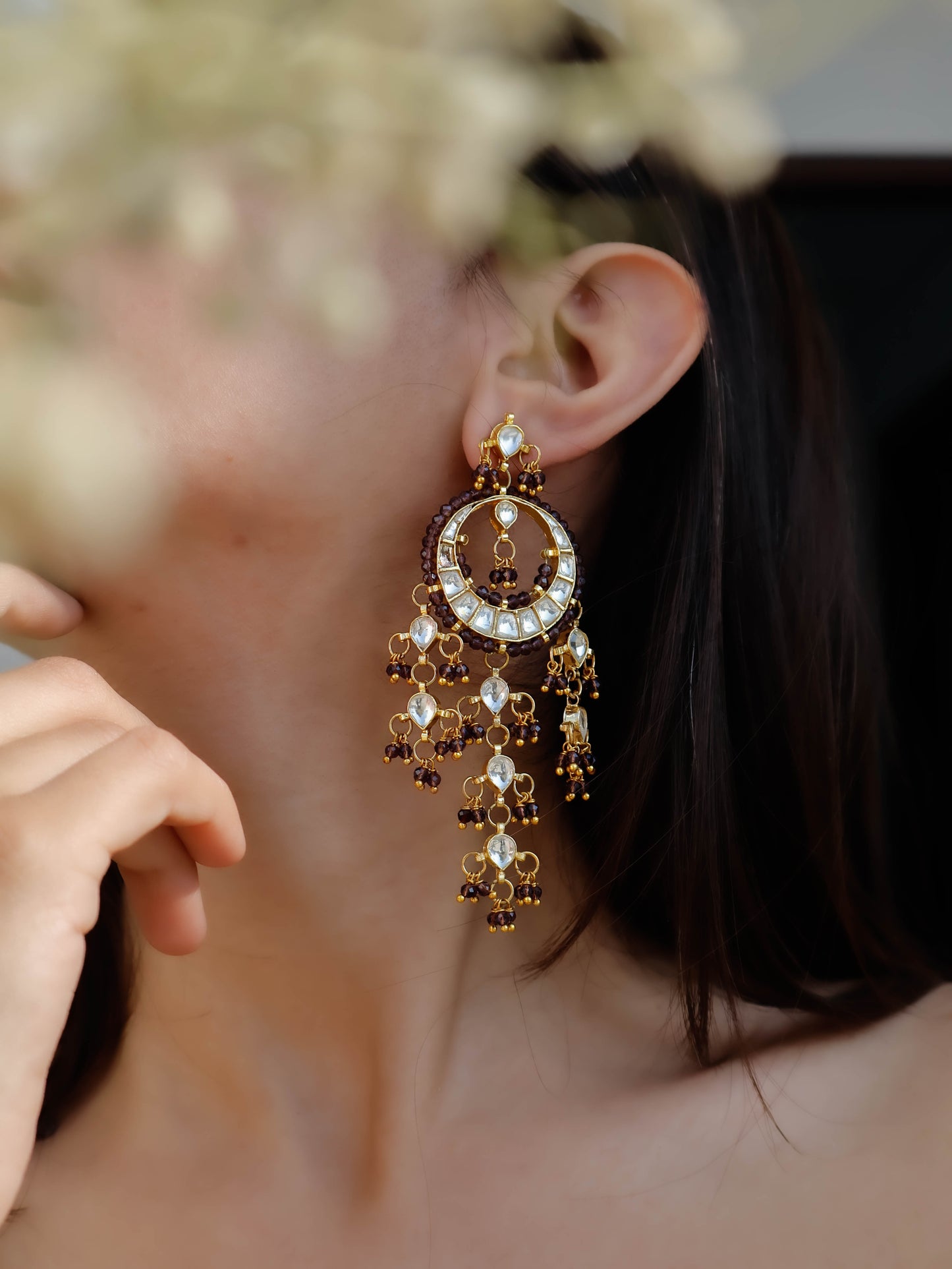 Inessa Purple Kundan Earrings