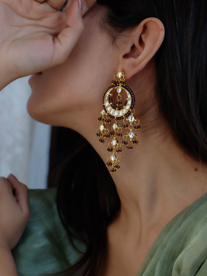 Inessa Purple Kundan Earrings