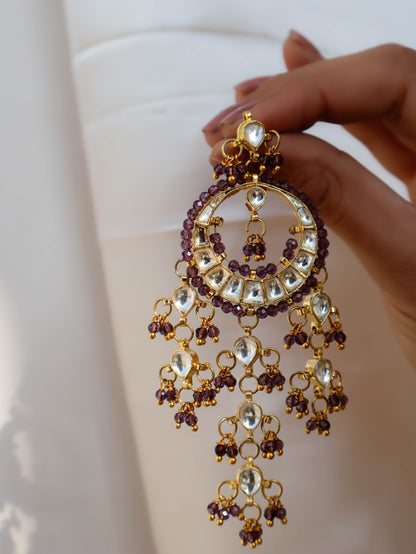 Inessa Purple Kundan Earrings