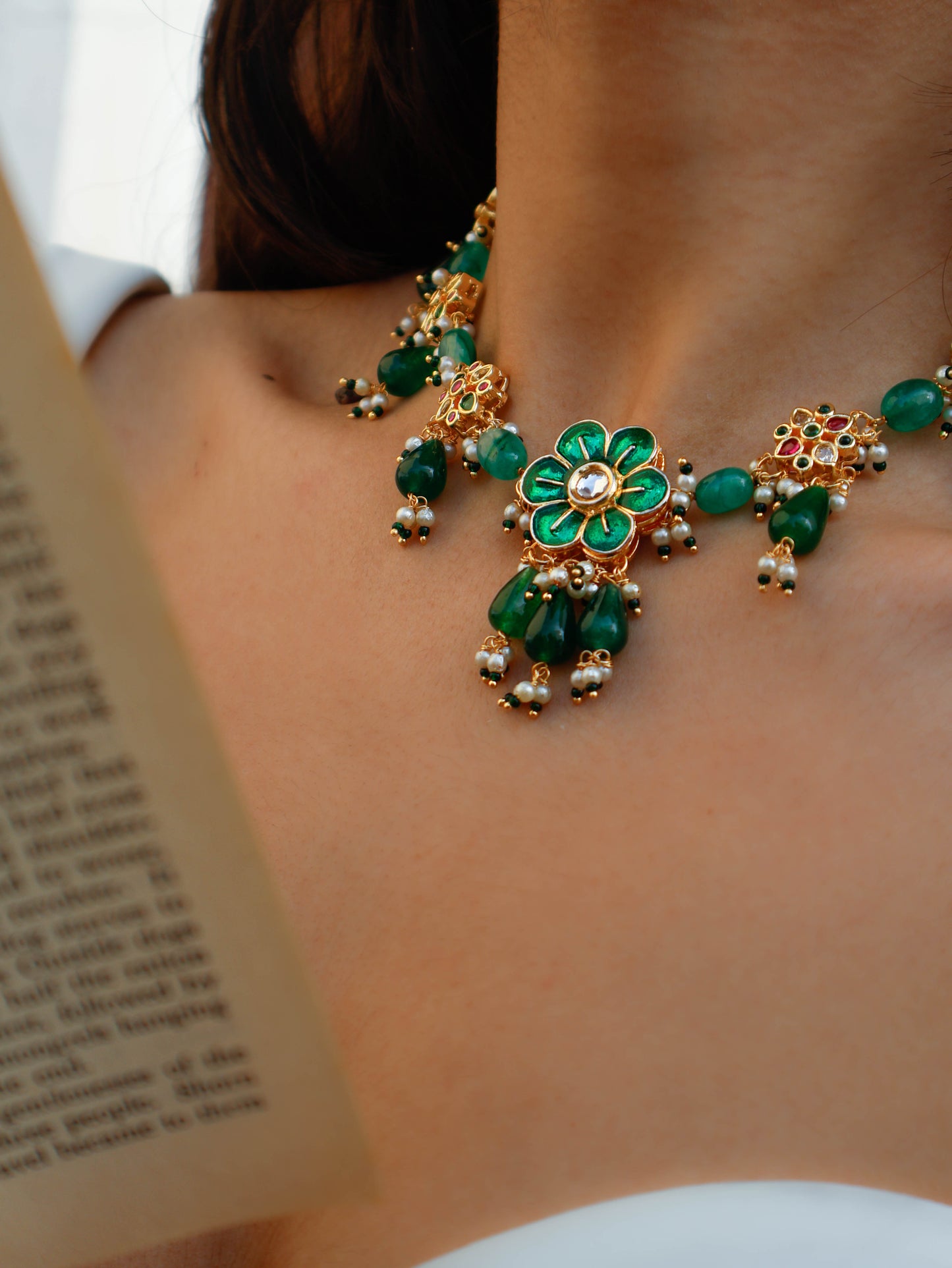 Stylia Green Kundan Necklace