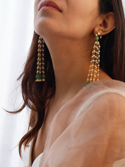 Jiya Green Kundan Earrings