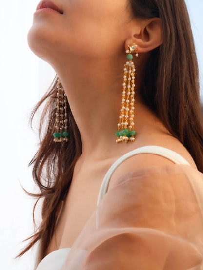 Jiya Green Kundan Earrings