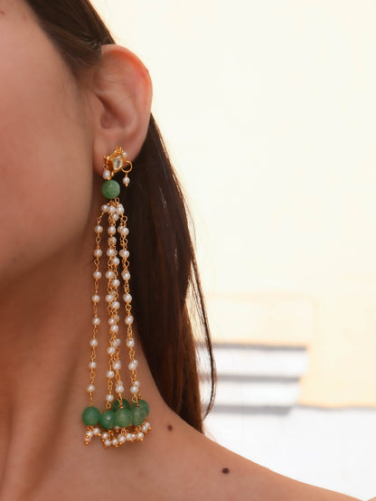 Jiya Green Kundan Earrings