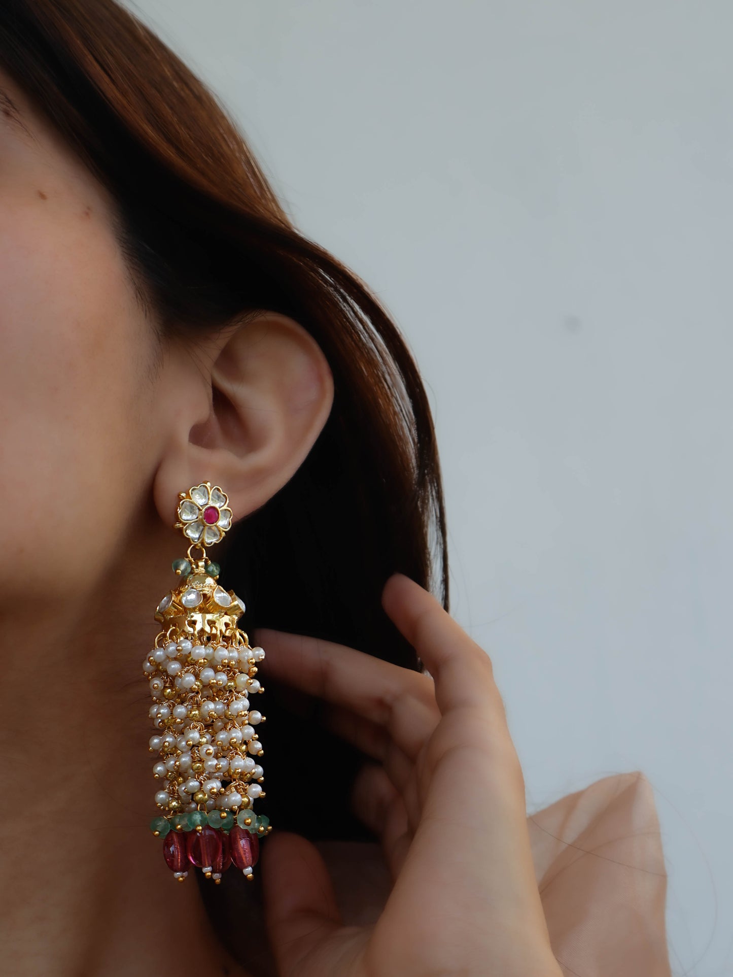 Riyah Kundan Jhumka Earrings