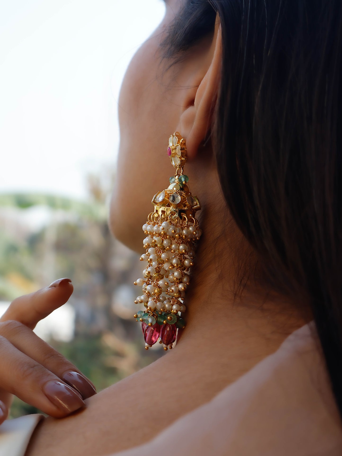 Riyah Kundan Jhumka Earrings