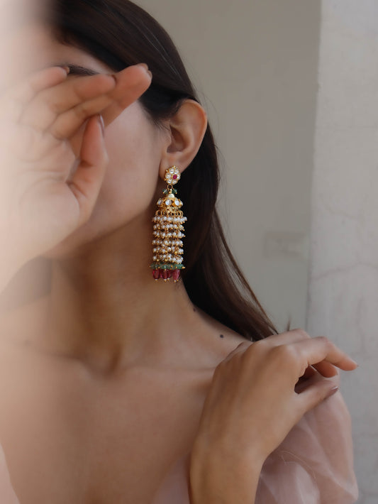 Riyah Kundan Jhumka Earrings