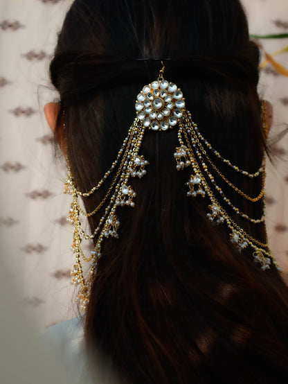 Nehaal Kundan Ear Chain & Hair Accessory