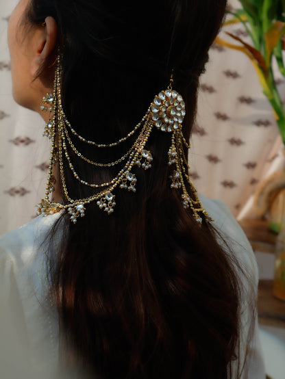 Nehaal Kundan Ear Chain & Hair Accessory