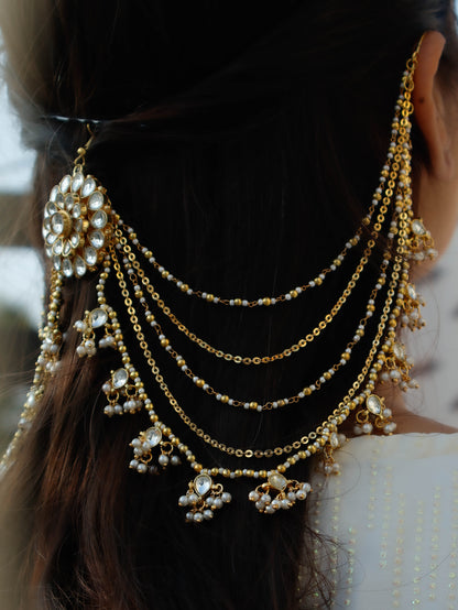 Nehaal Kundan Ear Chain & Hair Accessory