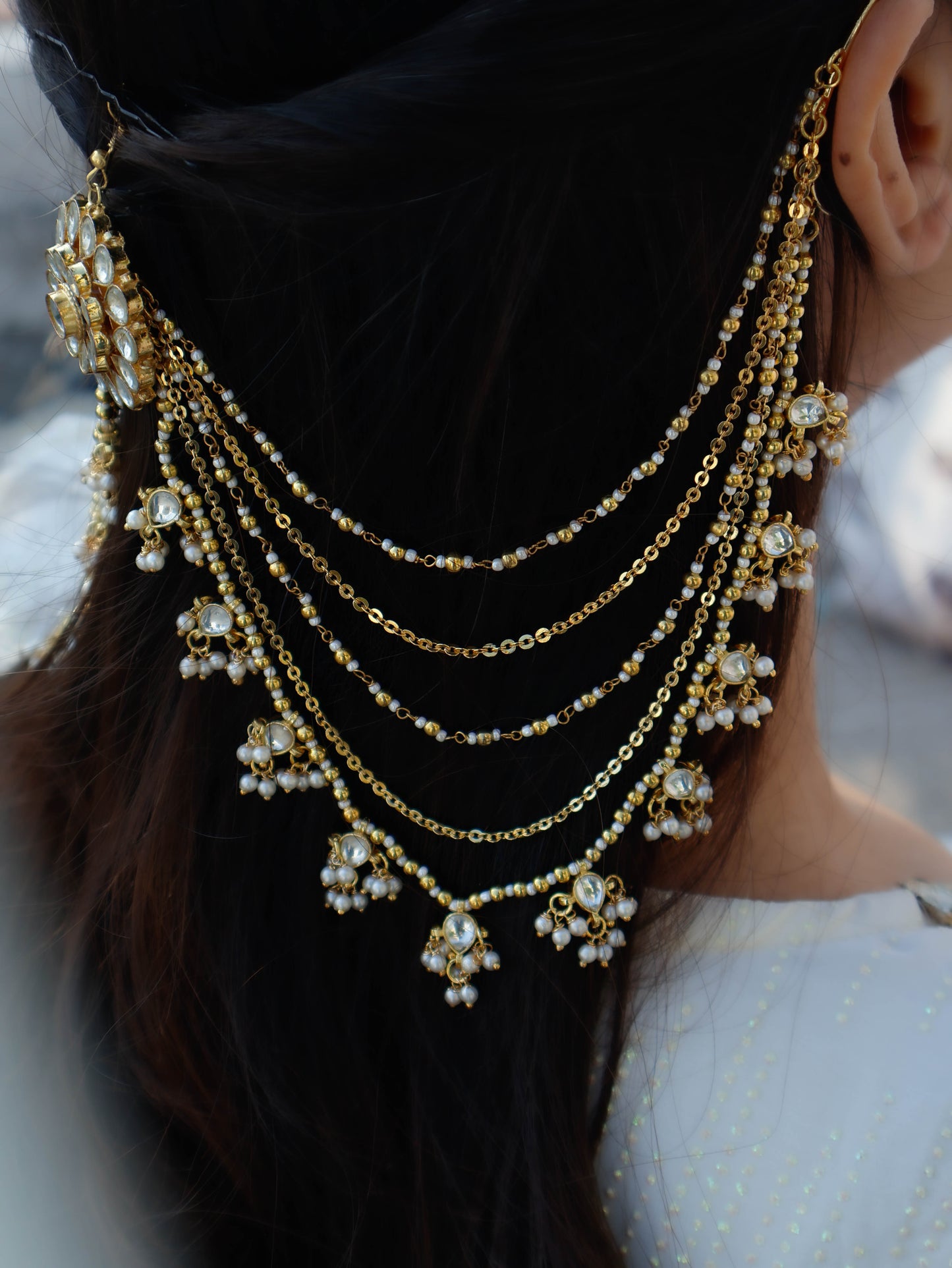 Nehaal Kundan Ear Chain & Hair Accessory