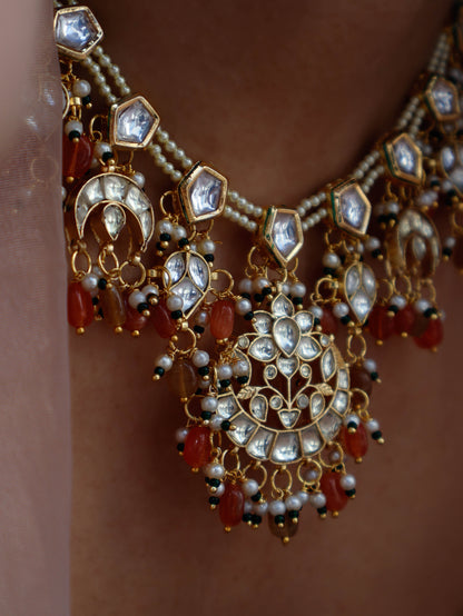 Agira Orange Kundan Necklace