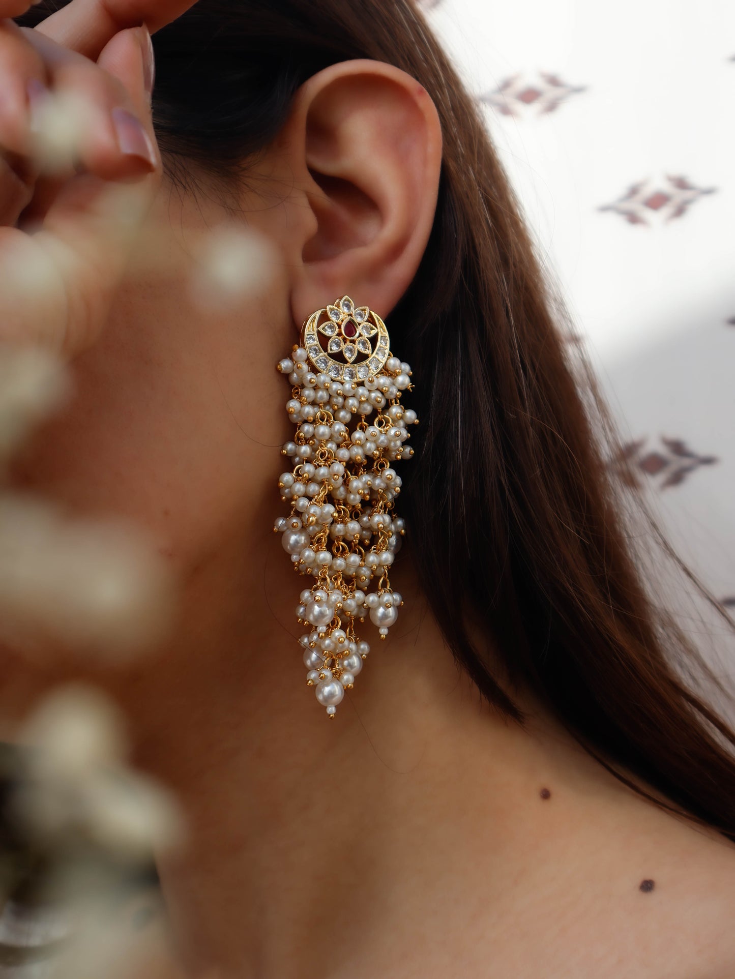 Aviva Kundan Pearl Earrings