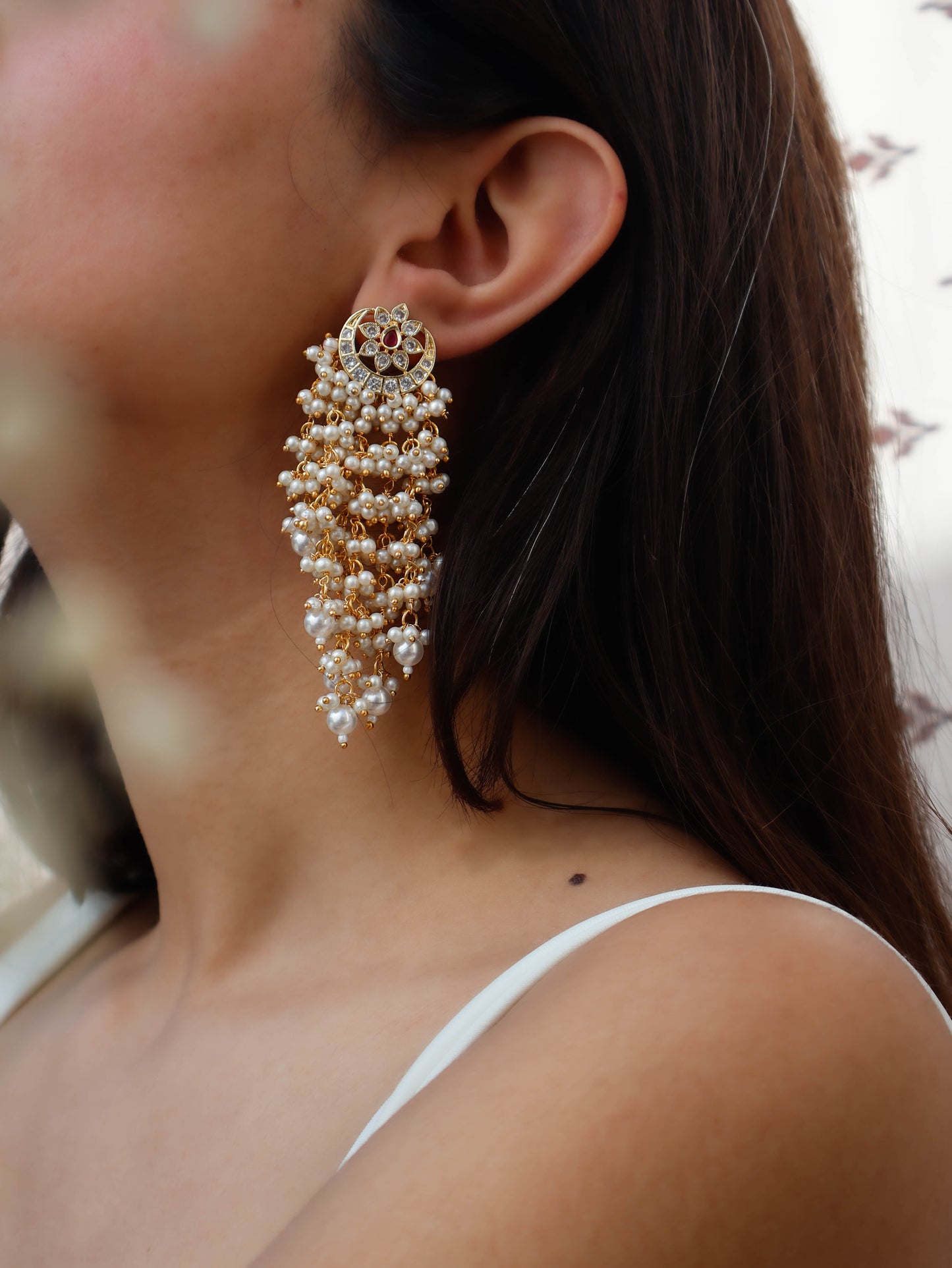 Aviva Kundan Pearl Earrings