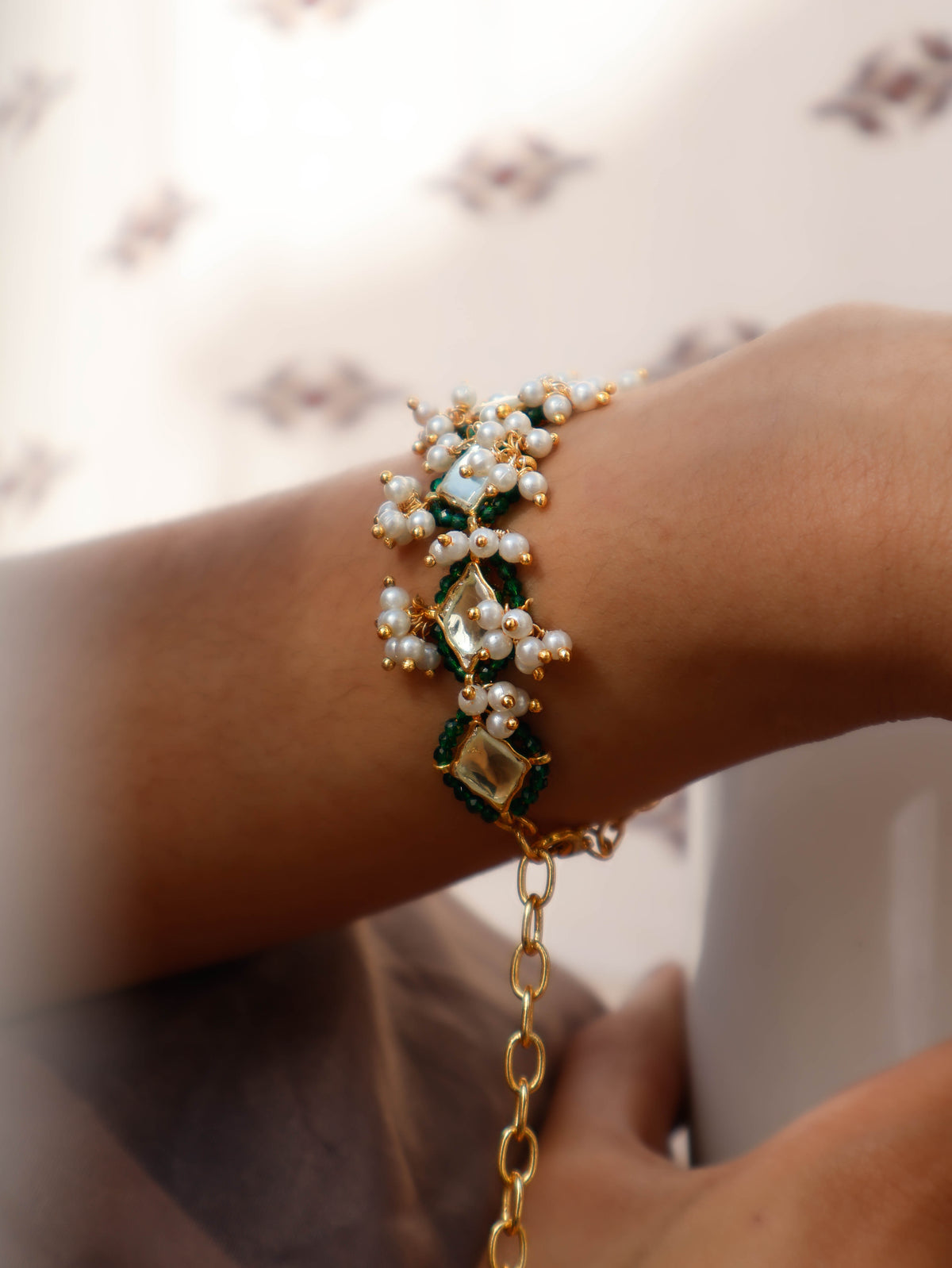 Lavanya Green Kundan Bracelet