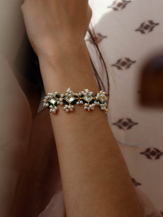 Lavanya Green Kundan Bracelet