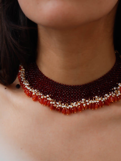 Qira Red-Orange Choker Necklace