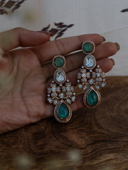 Abigail Mint Green Polki Earrings