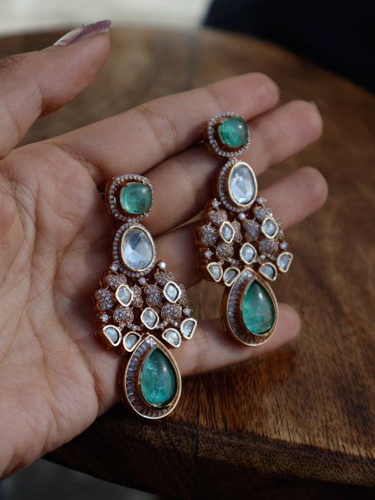 Abigail Mint Green Polki Earrings