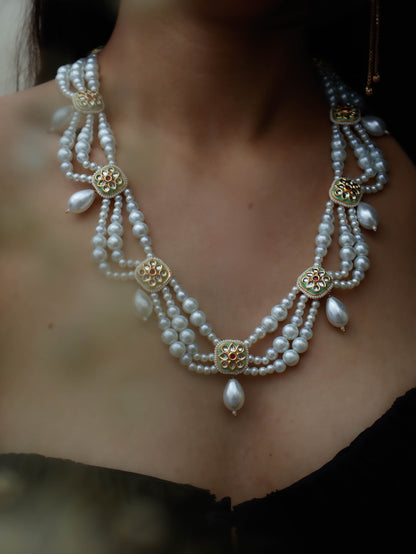 Amelia Meenakari Pearl Necklace