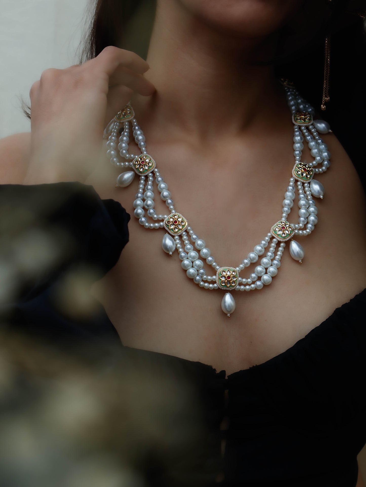 Amelia Meenakari Pearl Necklace