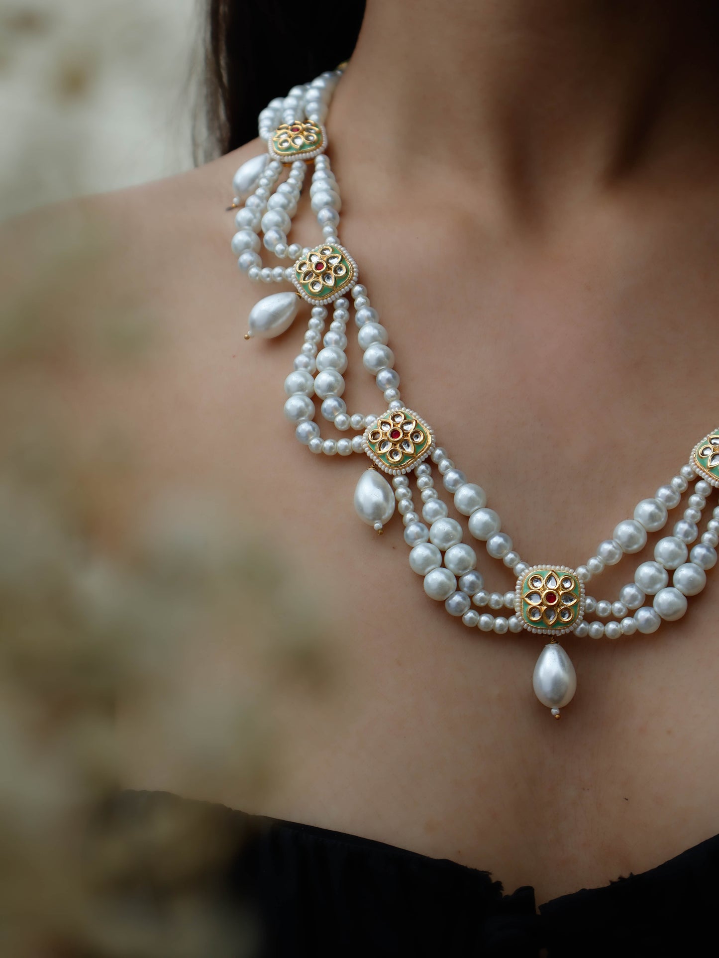 Amelia Meenakari Pearl Necklace